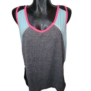 Nola Colorblock Activewear Tank Top With Built-In Shelf Bra Size 2X